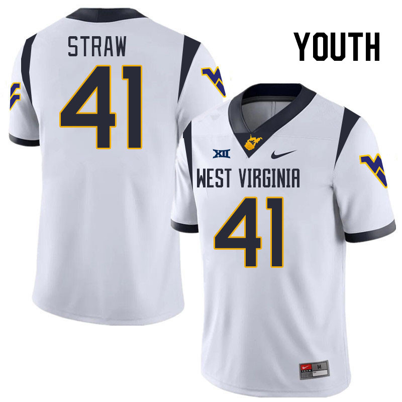 Youth #41 Oliver Straw West Virginia Mountaineers College 2024 New Uniforms Football Jerseys Stitche